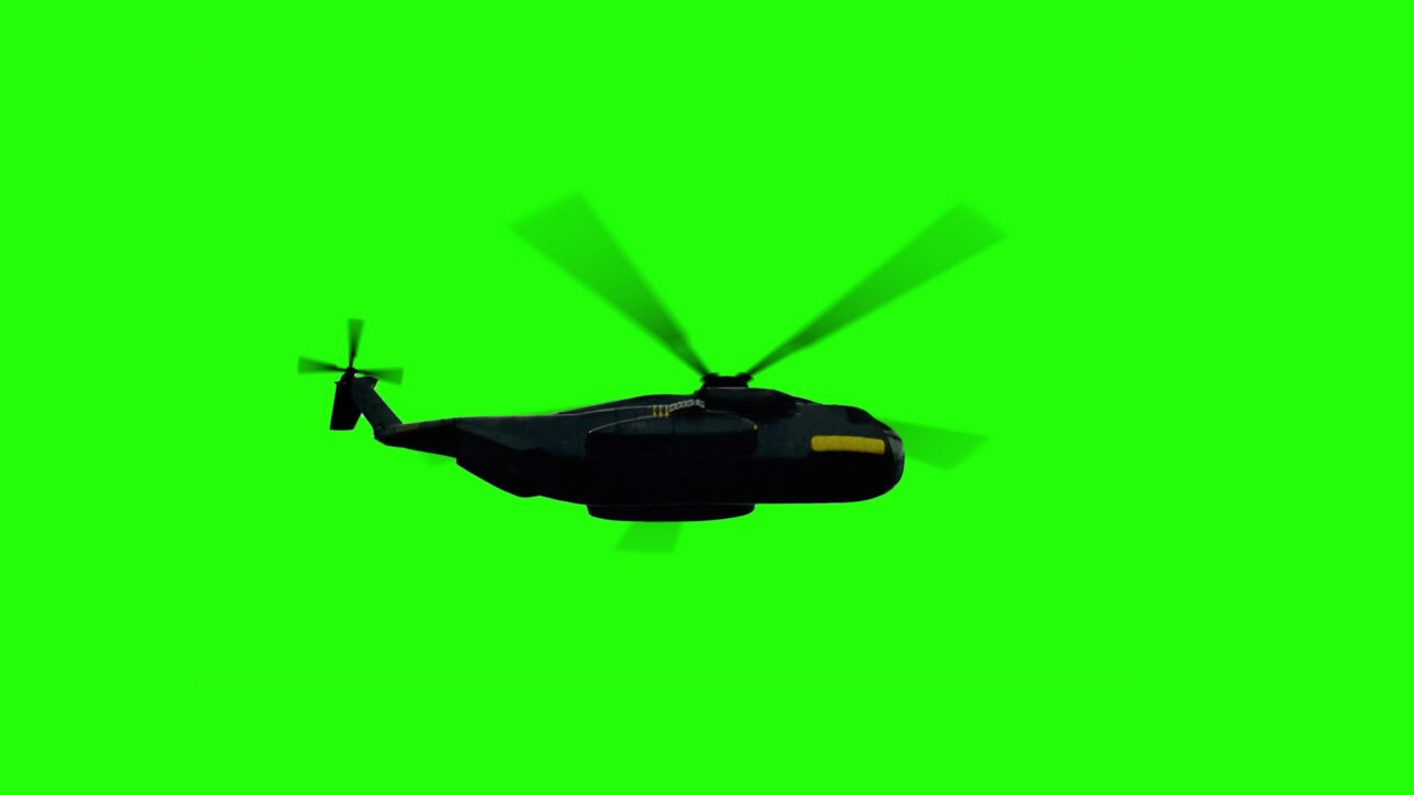 Icona dell’elicottero con elica rotante su sfondo verde