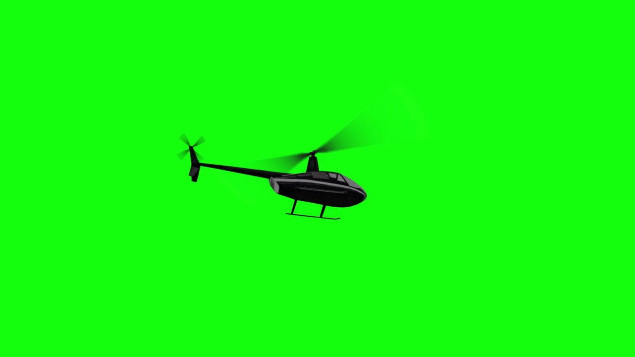 Illustrazione di elicottero nero su sfondo verde