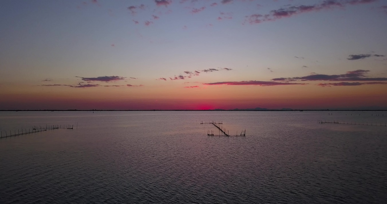 Beautiful sunset on the Chioggia lagoon