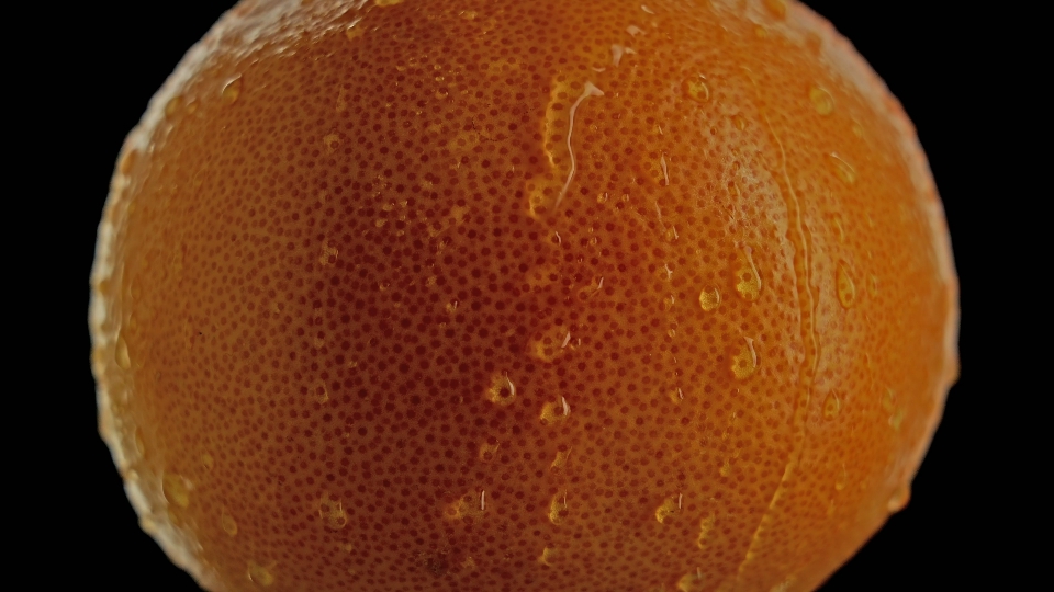 Tasty orange wet by drops of water