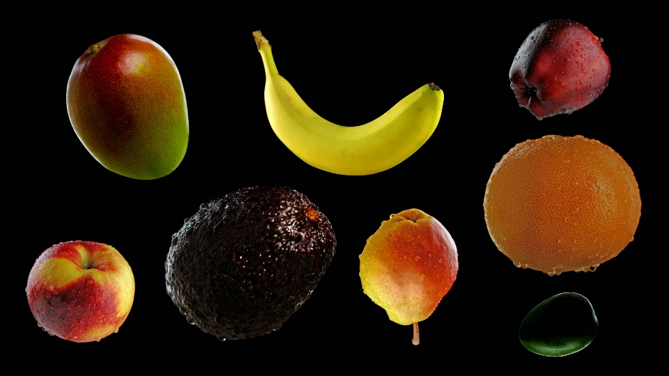 Tasty tropical fruit on a black background