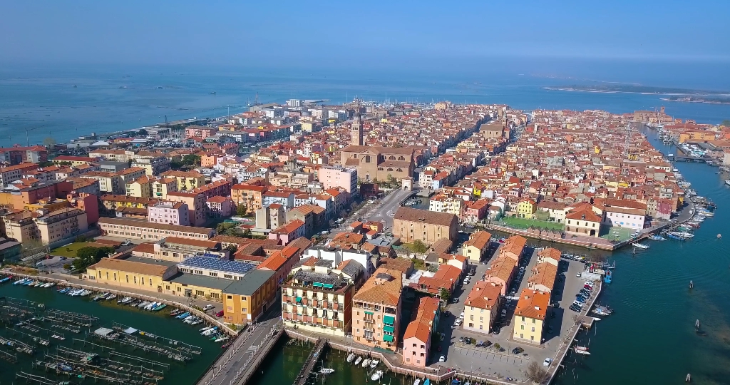 An ancient Italian city located on the water of the sea